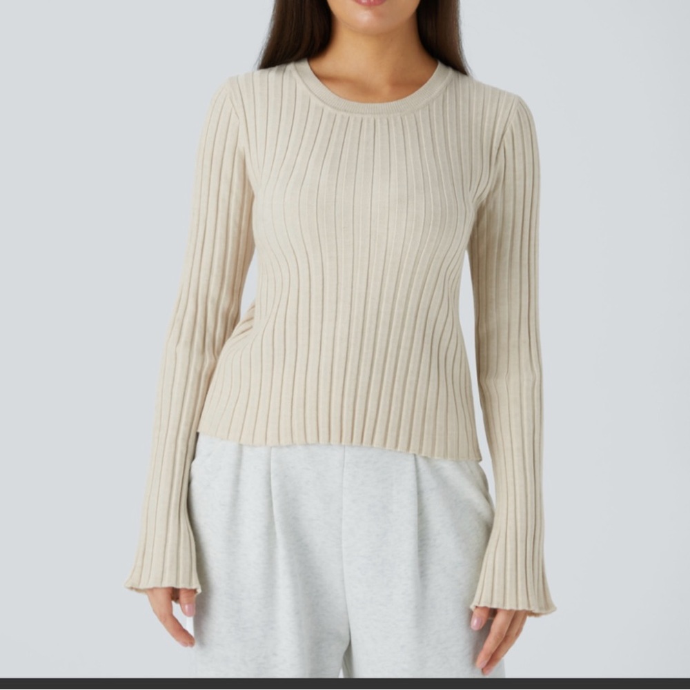 Halara Round Neck Long Sleeve Frill Casual Sweater Size S